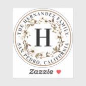 Waterverf Katoenen Krans Monogram Familiebedrijf Sticker (Vel)