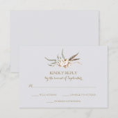 Waterverf Katoenen Krans Veer Bruiloft RSVP Kaart (Voorkant / Achterkant)