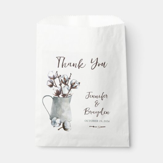 Waterverf Katoenen Stengels in Grijze Pitcher Brui Bedankzakje (Voorkant)