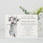 Waterverf Katoenen Stengels in Grijze Pitcher Brui Kaart (Staand voorkant)