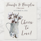 Waterverf Katoenen Stengels in Grijze Pitcher Brui Wijn Etiket (Enkel label)