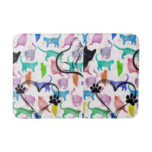 Waterverf Katten Badmat