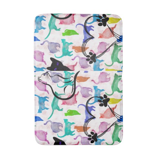 Waterverf Katten Badmat (Voorkant Verticaal)