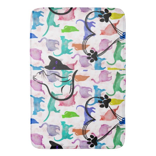 Waterverf Katten Badmat (Voorkant Verticaal)