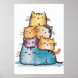 Waterverf Katten digitaal schilderen Poster