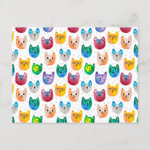 Waterverf katten en vrienden aankondigingskaart