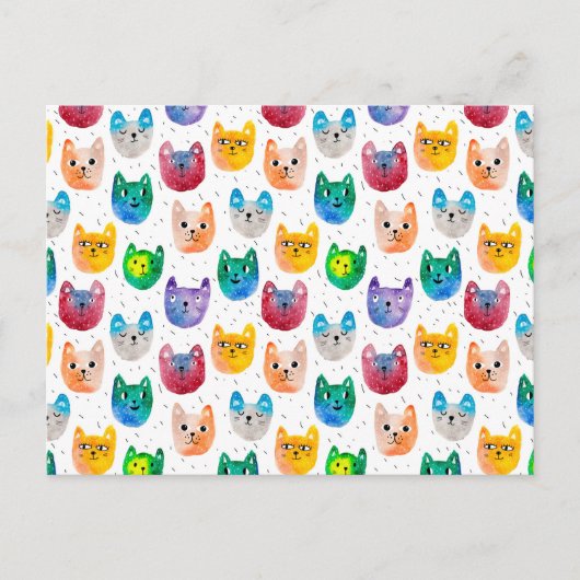 Waterverf katten en vrienden aankondigingskaart (Voorkant)