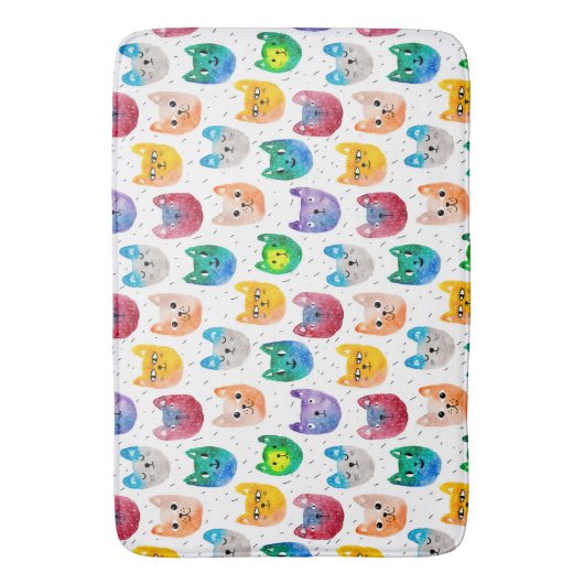 Waterverf katten en vrienden badmat (Voorkant Verticaal)
