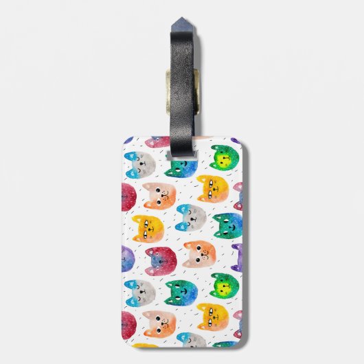 Waterverf katten en vrienden bagagelabel (Achterkant verticaal)