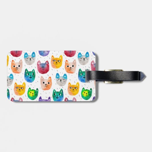 Waterverf katten en vrienden bagagelabel (Achterkant horizontaal)