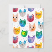 Waterverf katten en vrienden bedankkaart (Voorkant)