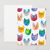 Waterverf katten en vrienden bedankkaart (Voorkant / Achterkant)