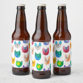 Waterverf katten en vrienden bier etiket (Flessen)