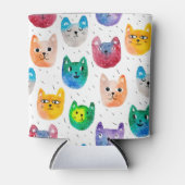 Waterverf katten en vrienden blikjeskoeler (Voorkant)