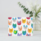Waterverf katten en vrienden briefkaart (Staand voorkant)