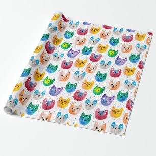 Waterverf katten en vrienden cadeaupapier