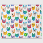 Waterverf katten en vrienden cadeaupapier (Vlak)