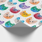 Waterverf katten en vrienden cadeaupapier (Hoek)