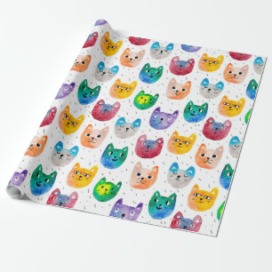 Waterverf katten en vrienden cadeaupapier