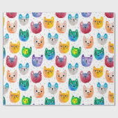 Waterverf katten en vrienden cadeaupapier (Vlak)