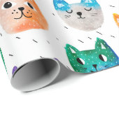 Waterverf katten en vrienden cadeaupapier (Rol Hoek)