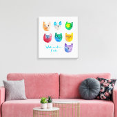 Waterverf katten en vrienden canvas afdruk (Insitu (Woonkamer))