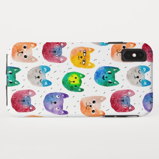 Waterverf katten en vrienden Case-Mate iPhone case (Achterkant (horizontaal))