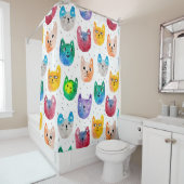 Waterverf katten en vrienden douchegordijn (In situ)