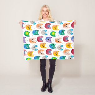 Waterverf katten en vrienden fleece deken