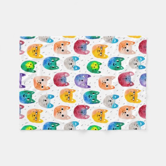 Waterverf katten en vrienden fleece deken (Voorkant (Horizontaal))