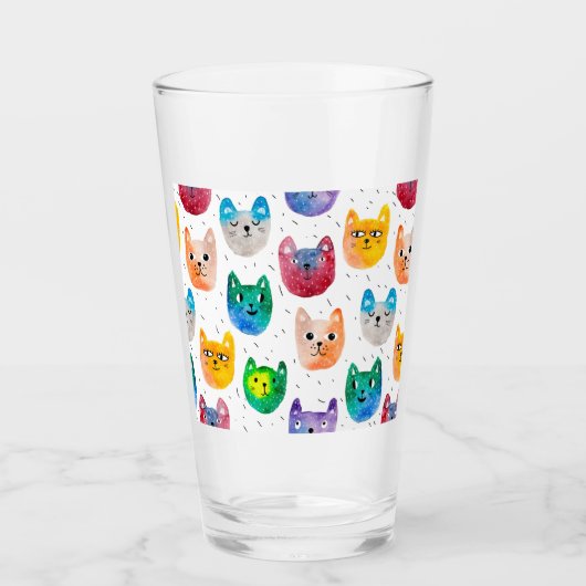 Waterverf katten en vrienden glas (Voorkant)