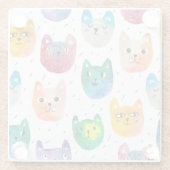 Waterverf katten en vrienden glazen onderzetter (Achterkant)