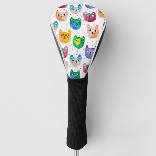 Waterverf katten en vrienden golfheadcover (Voorkant)