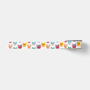 Waterverf katten en vrienden grosgrain lint