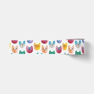 Waterverf katten en vrienden grosgrain lint