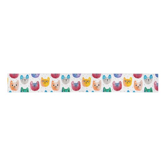 Waterverf katten en vrienden grosgrain lint (Voorkant)