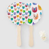 Waterverf katten en vrienden handwaaier (Voorkant en achterkant)