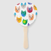 Waterverf katten en vrienden handwaaier (Achterkant)