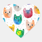 Waterverf katten en vrienden hart sticker (Voorkant)