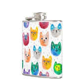 Waterverf katten en vrienden heupfles (Links)