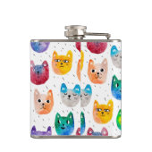 Waterverf katten en vrienden heupfles (Achterkant)