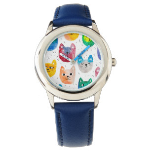 Waterverf katten en vrienden horloge