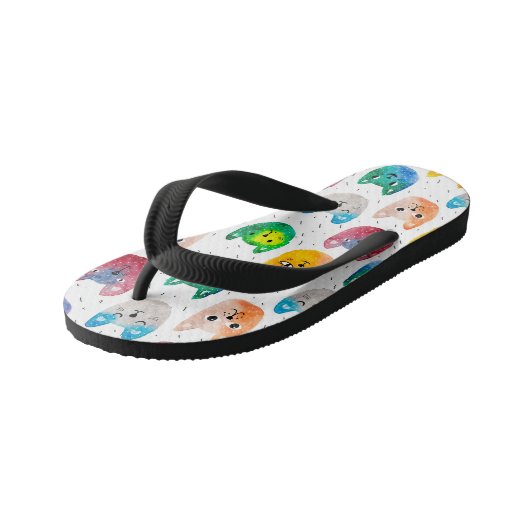 Waterverf katten en vrienden kinder teenslippers (Schuin)