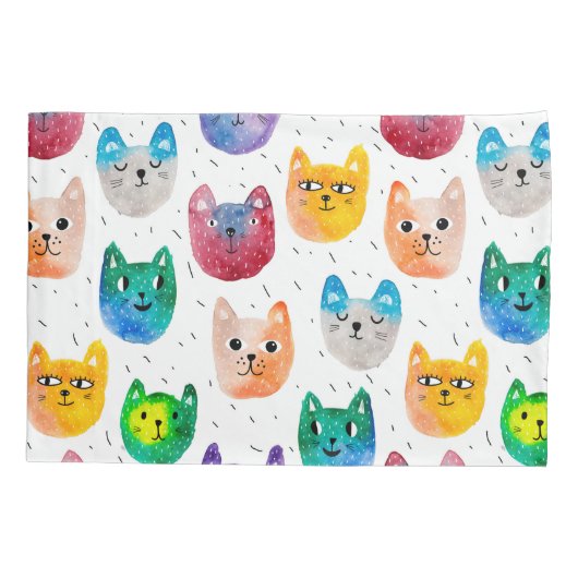 Waterverf katten en vrienden kussensloop (Achterkant)