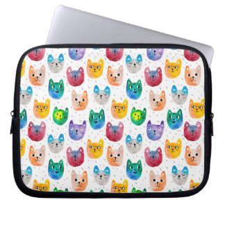 Waterverf katten en vrienden laptop sleeve