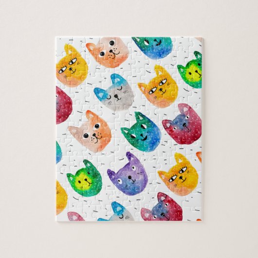 Waterverf katten en vrienden legpuzzel (Verticaal)