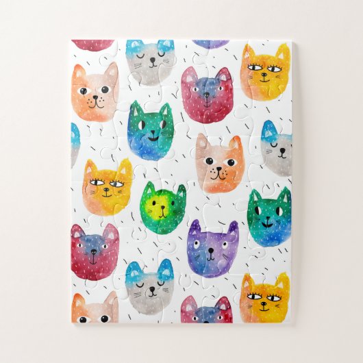 Waterverf katten en vrienden legpuzzel (Verticaal)