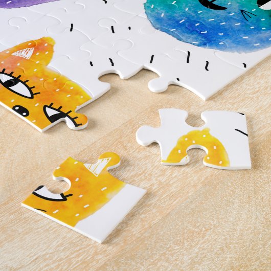 Waterverf katten en vrienden legpuzzel (Zijkant)