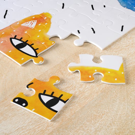 Waterverf katten en vrienden legpuzzel (Zijkant)