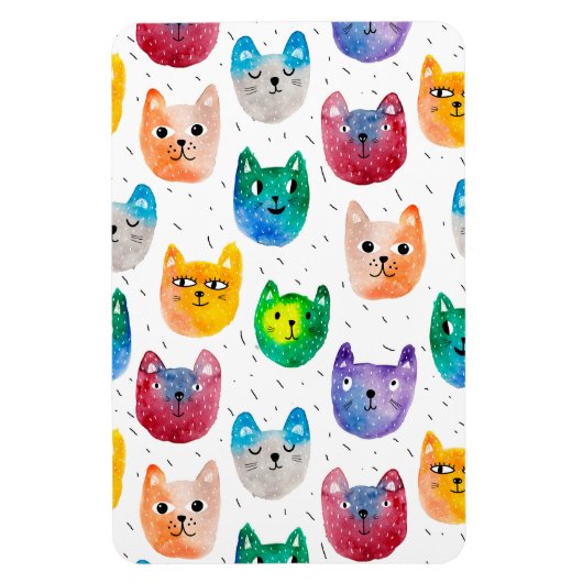 Waterverf katten en vrienden magneet (Verticaal)